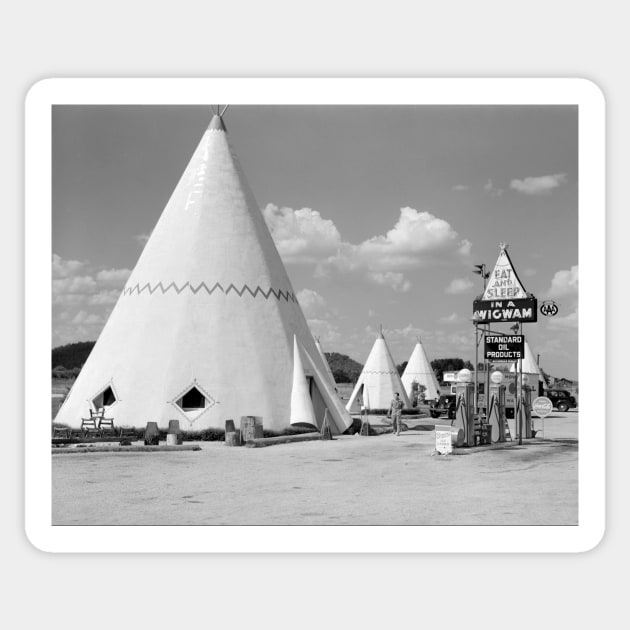 Wigwam Motel, 1940. Vintage Photo Sticker by historyphoto